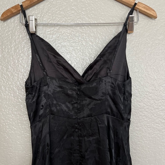 Forever Exquisite Black Satin Surplice Maxi Dress - Picture 5 of 8